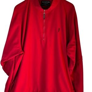 Austin Golf Windbreaker Pullover Mens XXL Red Excellent Quarter Zip Lined Jacket